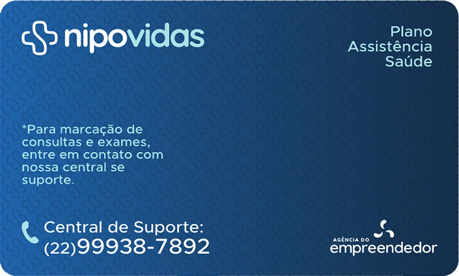 Verso do cartão Nipovidas com os canais de suporte